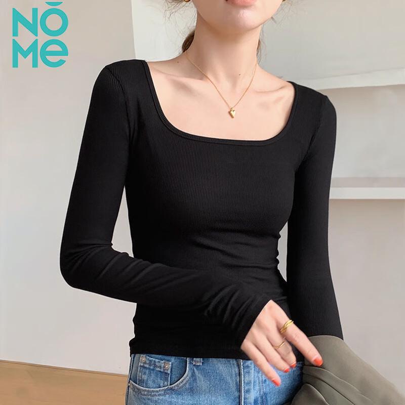 NOME Women s Square Neck Long Sleeve Slim Fit T-Shirt S