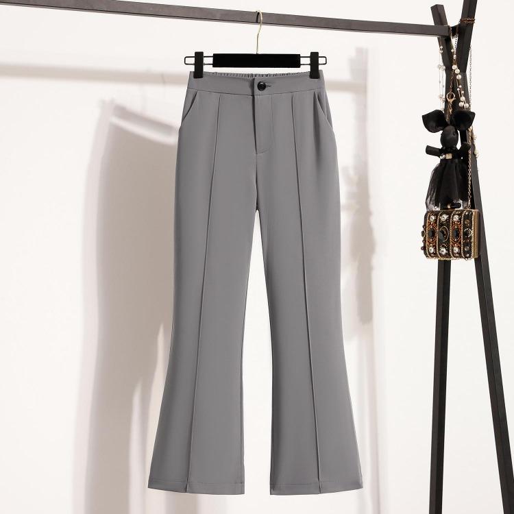 

Summer Wide Leg Pants for Women Plus Size High Waist Elastic Casual Trousers Loose Basic Long 5XL сірий