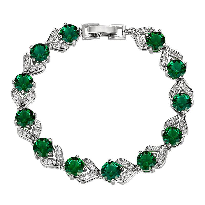 Jewelry Retro Simulation Corundum Light Luxury Full Diamond Retro Round Bracelet Main Stone 6.5Mm