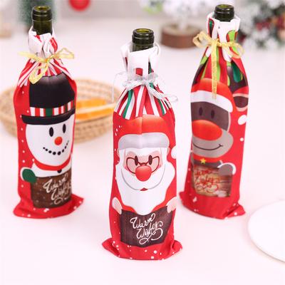 Weihnachts-Weinflaschenhüllen, Weihnachtsmann, Schneemann, Elch, bedruckte Weinflaschentasche, Champagnerflaschenhülle, weihnachtliche Tischdekoration für Zuhause