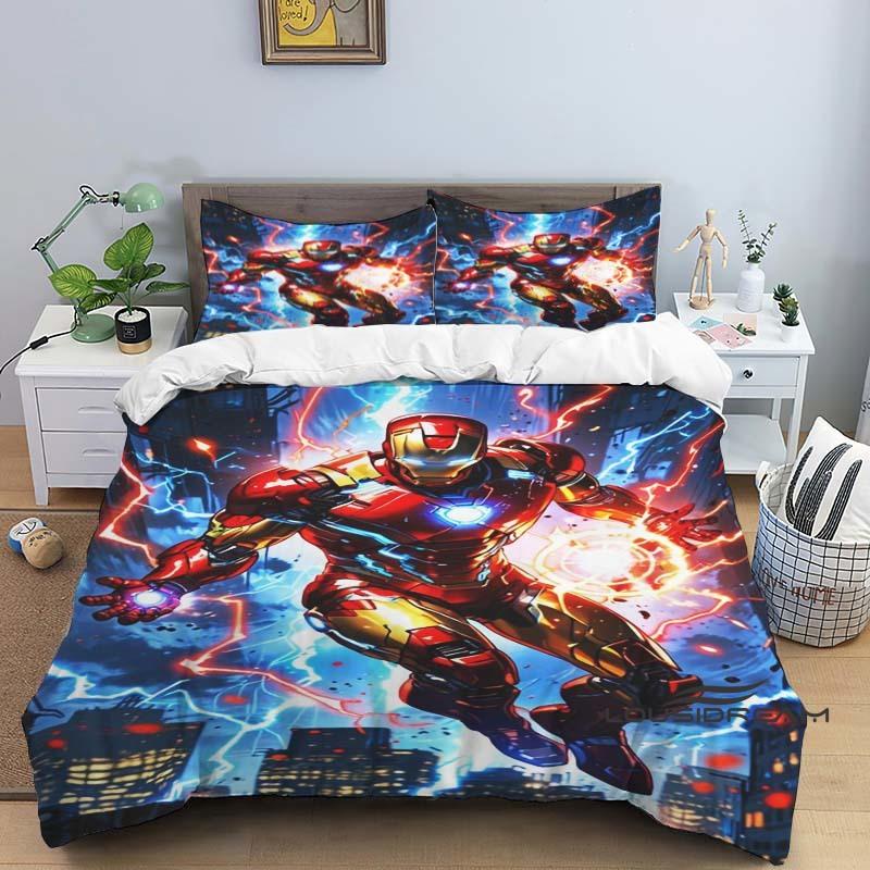 

Iron Man print cartoon duvet cover bedding set, anime-themed home decor, suitable for children and adults. 140x200cm