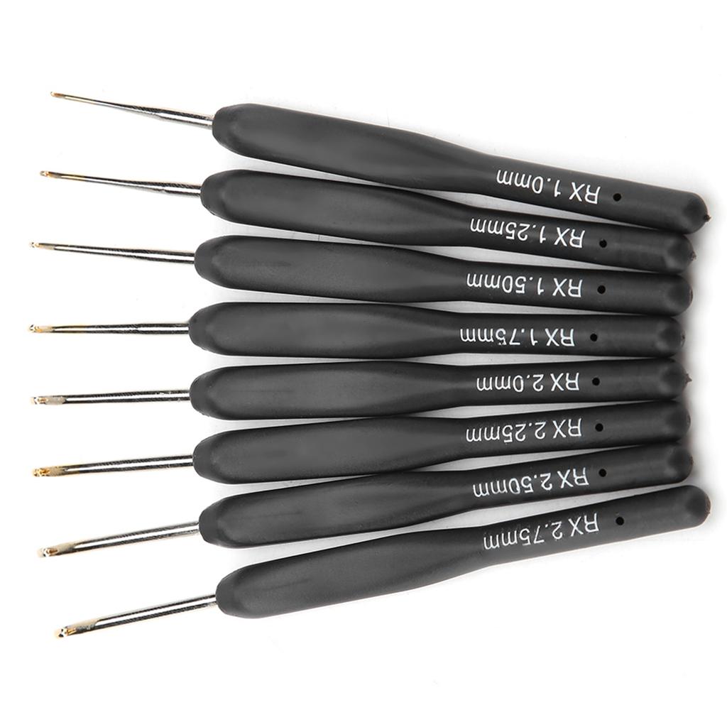 Black Soft Handle Crochet Hooks Aluminum Hook Set Knitting Weave DIY Craft Needles Small Size