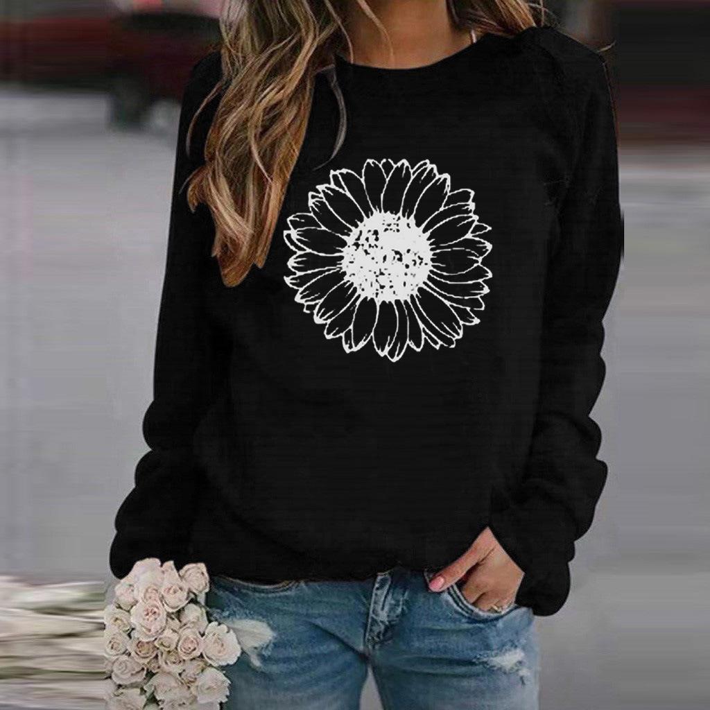 Women's Sweater Crew Neck Casual Loose Pullover Printed Long Sleeve Comfortable Long Sleeve T-Shirt