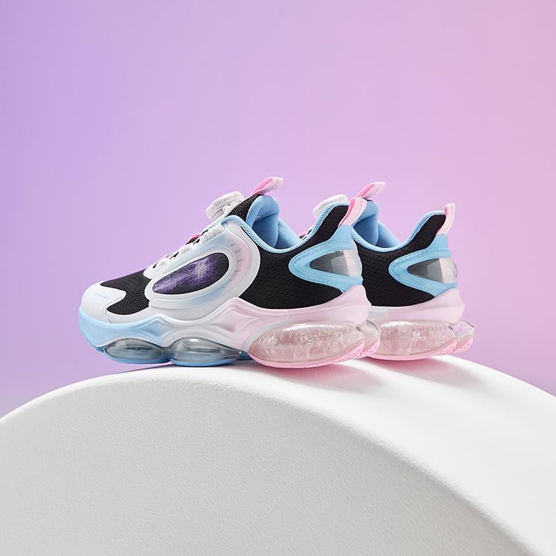 Anta Kids UFO 6.0 Trendy Versatile Air Cushion Shock Absorbing Durable Low Top Running Shoes Kids Sneaker Black White Blue 322435583-5