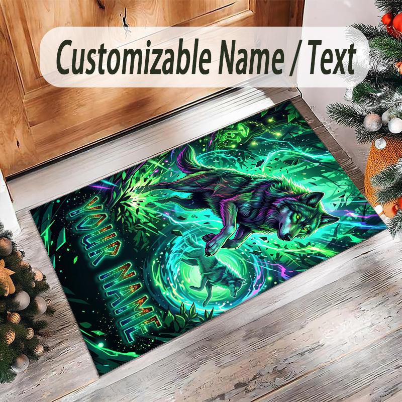 Fox Theme Crystal Velvet Floor Rug Personalized Custom Name Text Warm Carpet Home Decoration