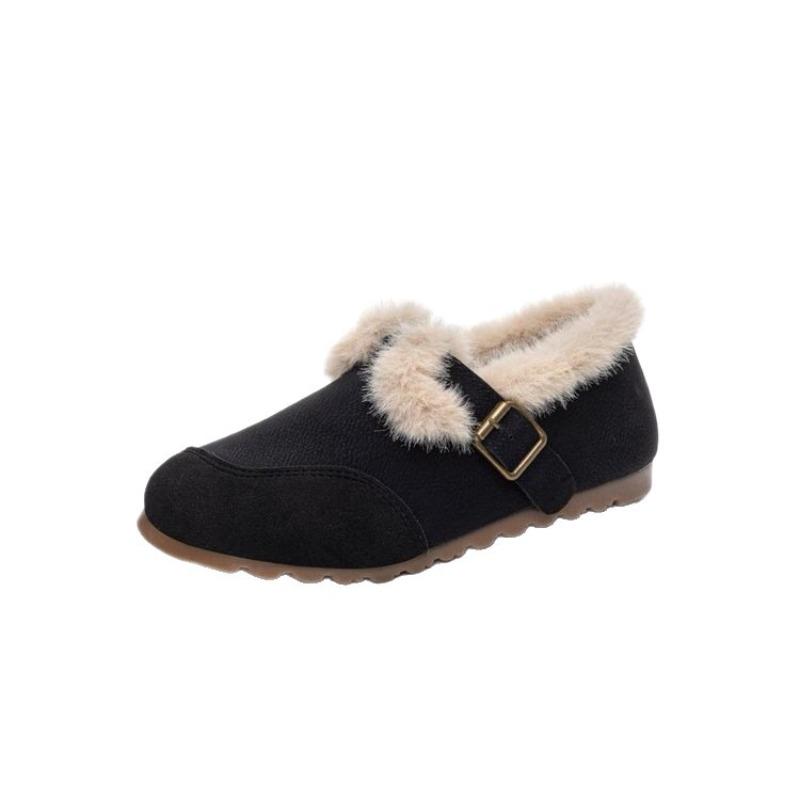 Winter New Velvet Warm Doudou Shoes Soft Sole Comfortable Versatile Fluffy Shoes Cotton Boots Thickened Non-slip Mother Short Boots