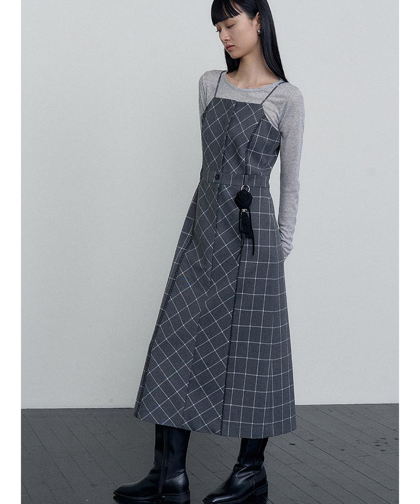 Make A Toast Check Pattern Sleeveless Maxi Dress Check Mbefop001Ck