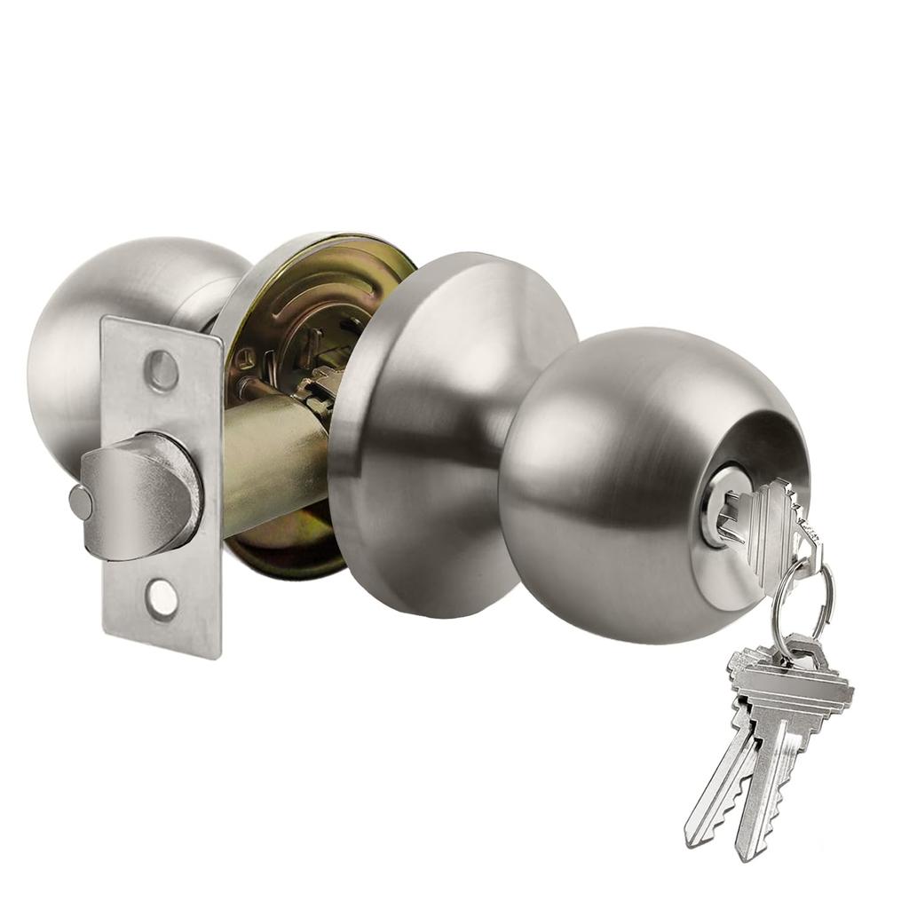 BESTTEN Keyed Entry Door Knob, Heavy Duty Entrance Door Lock, Matte Black | Easy Installation, Universal design