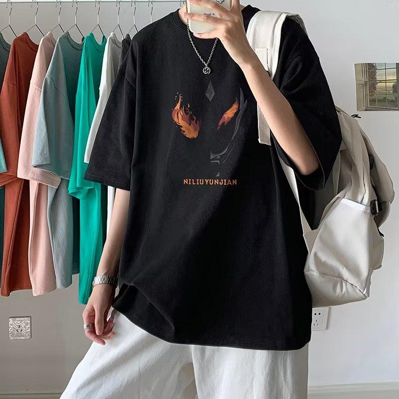 

M-5XL мужские хлопковые футболки с короткими рукавами футболки с буквенным графическим принтом повседневная футболка для мужчин с круглым вырезом в стиле ретро