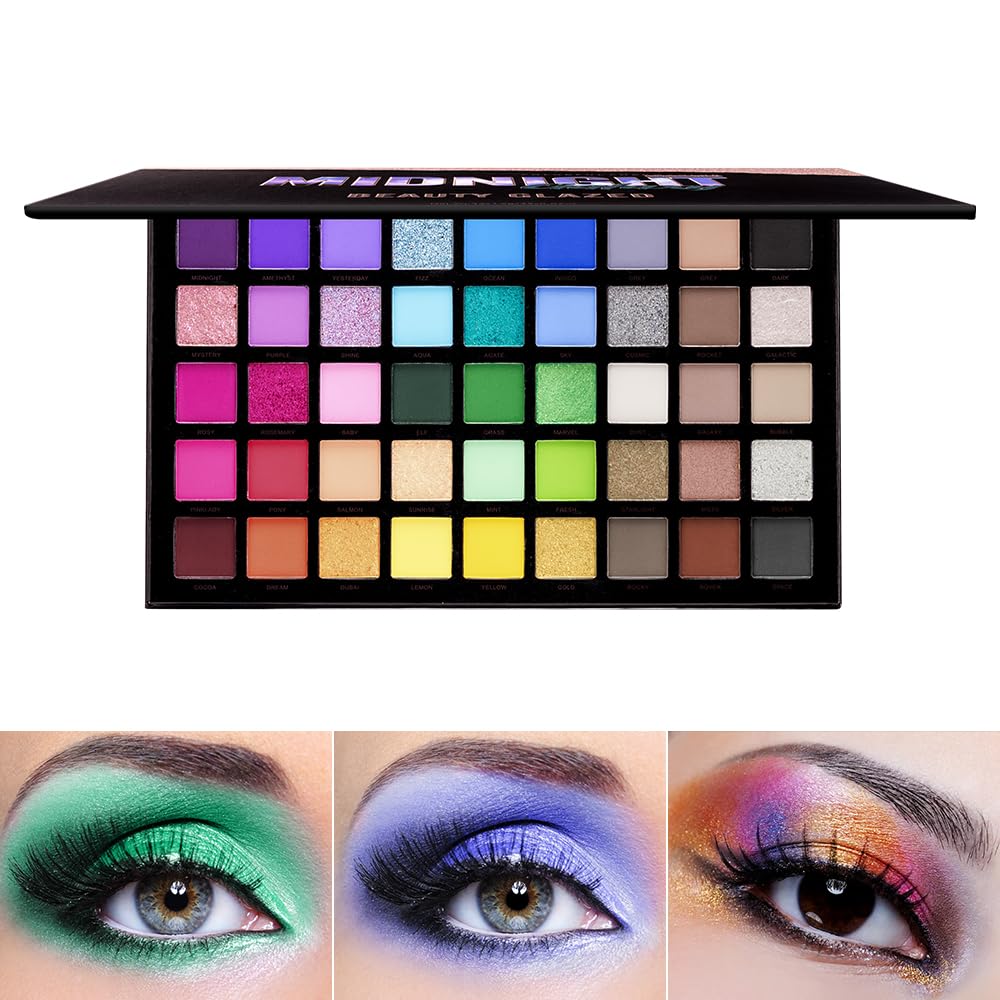Midnight Galaxy 45-Color Matte & Glitter Eyeshadow Palette, Colorful and Bright Eye Shadow Palette with Smooth-Blend Pressed Shimmer for Daily and Sta