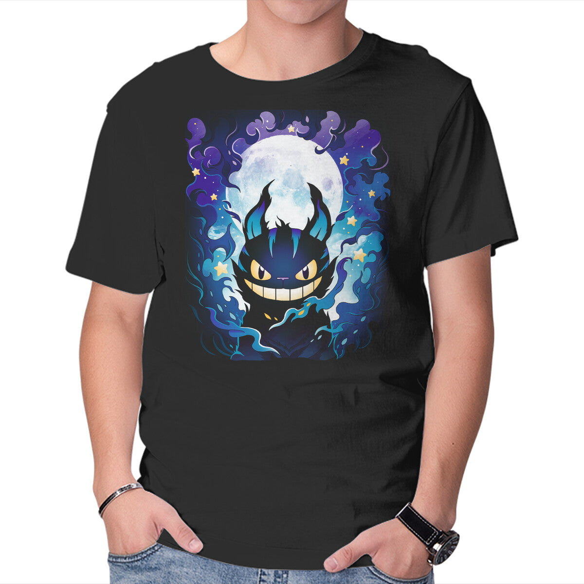 Unisex Crew Neck T-Shirt Darkness Cat Graphic Short Sleeve Casual Tee XXXXL