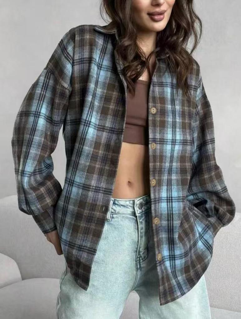 Cross2026 Damen Neue Mode karierte Hemdjacke für Frühling und Herbst