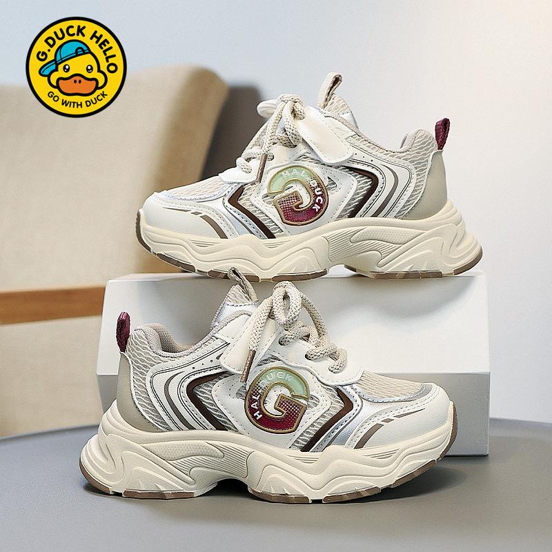 Little yellow duck children's sneakers 2025 new spring boys' shoes dad shoes mesh breathable big children's shoes trendy girls