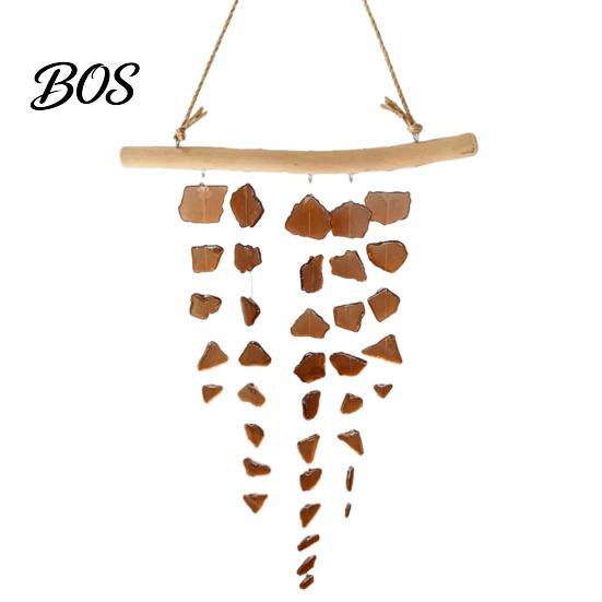 Sea Glass Wind Chime Chime, Handmade Driftwood Coastal Garden Hanging for Home Beach House Window Decor Nautical