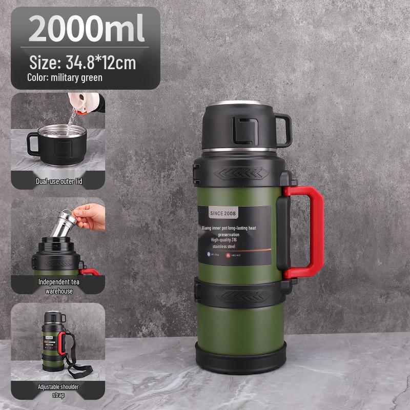 Large Capacity Outdoor Thermos 316 Stainless Steel Portable Warm Kettle for Car or Student Use