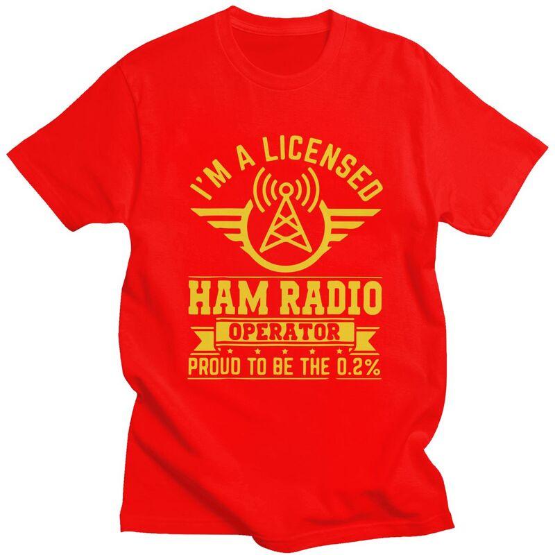 Custom Klassiek Gelicentieerde Ham Radio Operator T-shirts Heren Korte Mouw T-shirt Casual Tee Tops Puur Katoen Slim Fit T-shirt Merchandise
