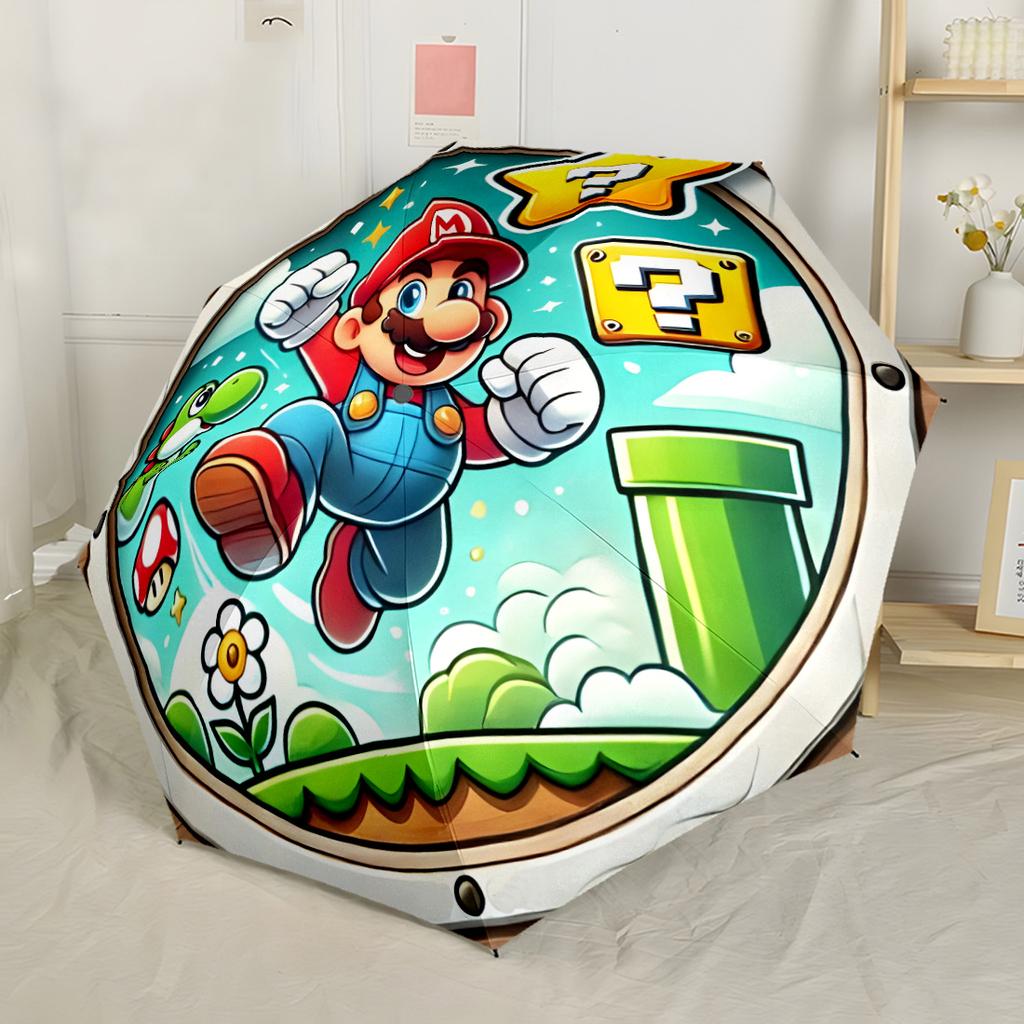 Mario's Adventure World Automatic Umbrella Compact 8-Rib Design Sturdy Construction Travel Essential Fashionable Perfect Gift for Women/Men