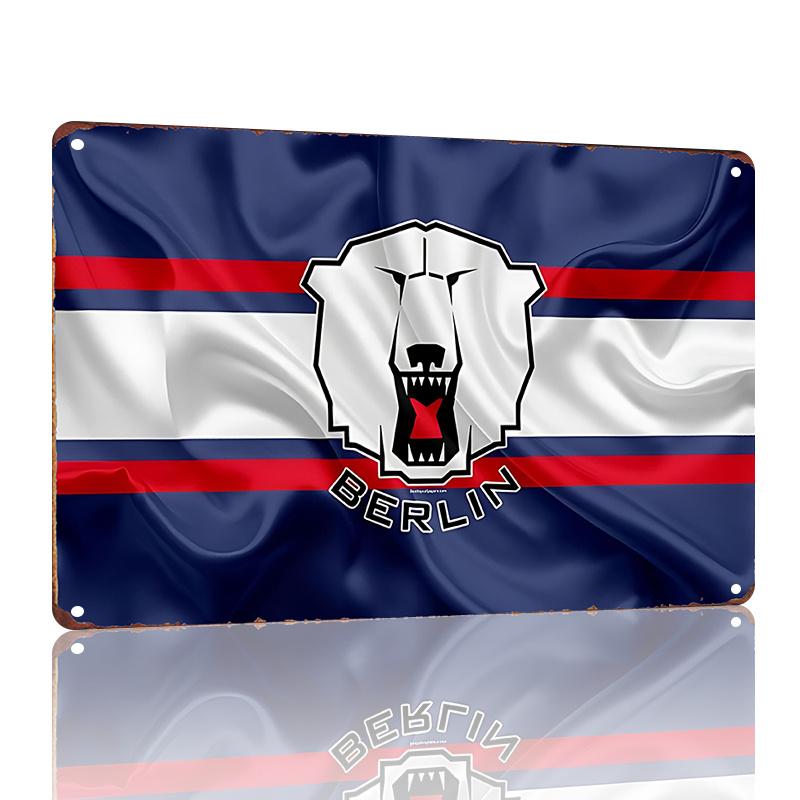 

Berlin Polar Bear Flag Wall Art Decor Premium Quality Print on Canvas 36x24 inches Vintage Metal Tin Sign for Home Office 20x30cm（7.8x11.8inch）