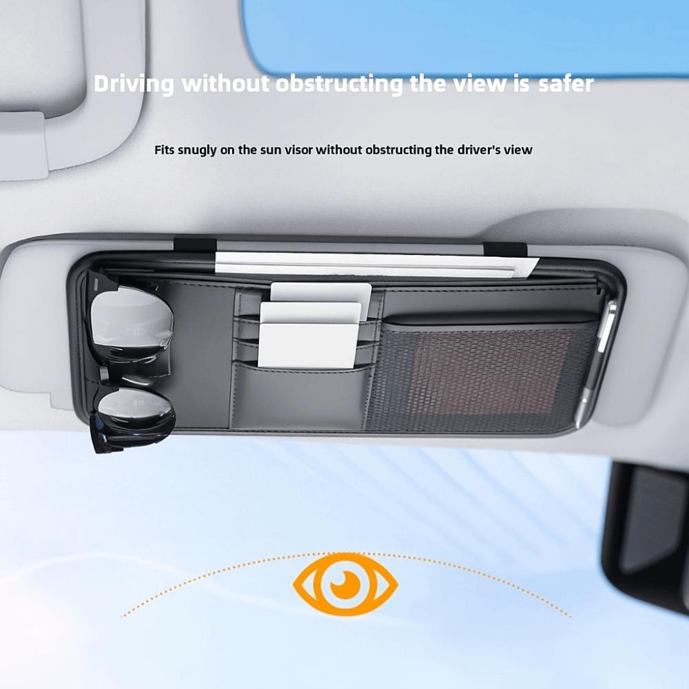 Mesh Car Sun Visor Organizer Large Capacity Cards Holder Hanging Sunglasses Clip  Car Accessorie