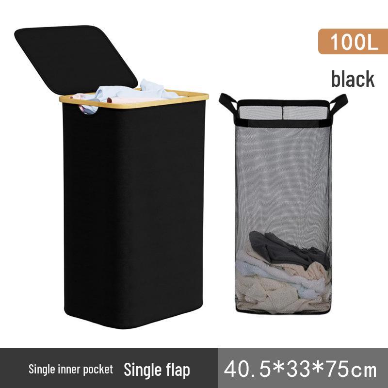 Foldable Large-Capacity Laundry Hamper with Lid and Inner Bag
