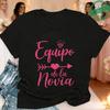 Tribu De La Novia Spanish Single Farewell Bachelorette Party T-shirts Short Sleeve O Neck Tops with Diamond Heart Arrow Graphic