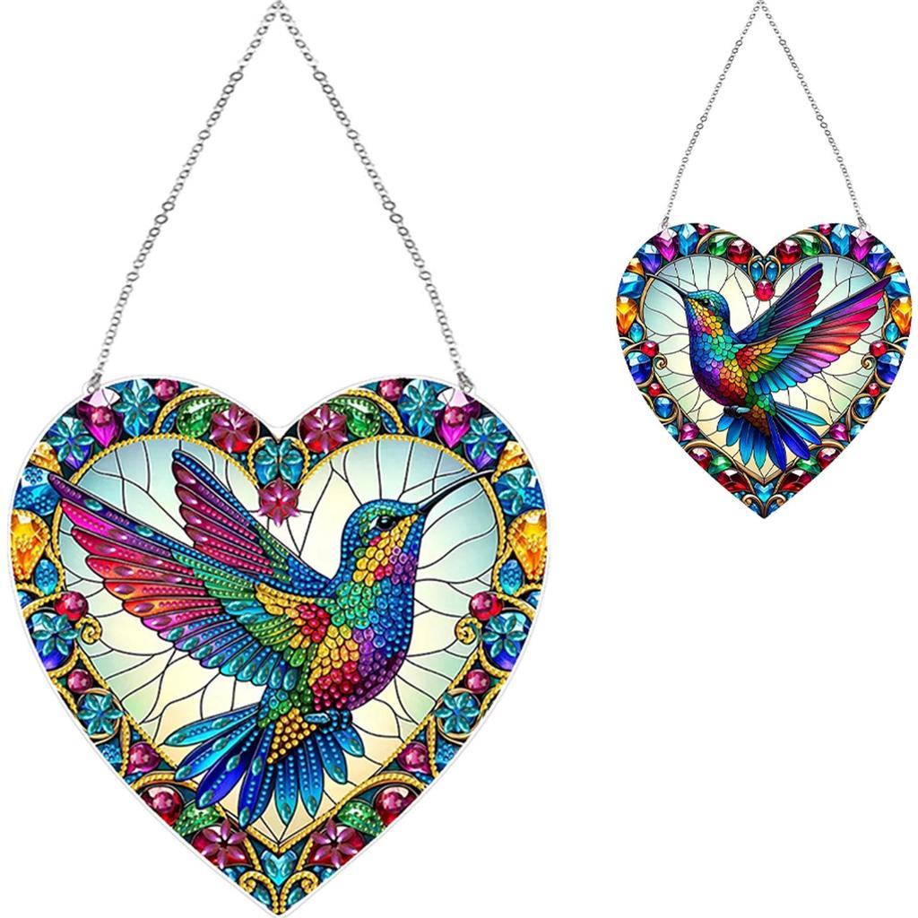PVC Glass Special Shaped Bird Diamond Painting Hanging Suncatcher Diamond Drawing Suncatcher Ornament Window Ornament