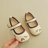 Kids Floral Embroidery Lace Trim Mary Jane Flat Shoes