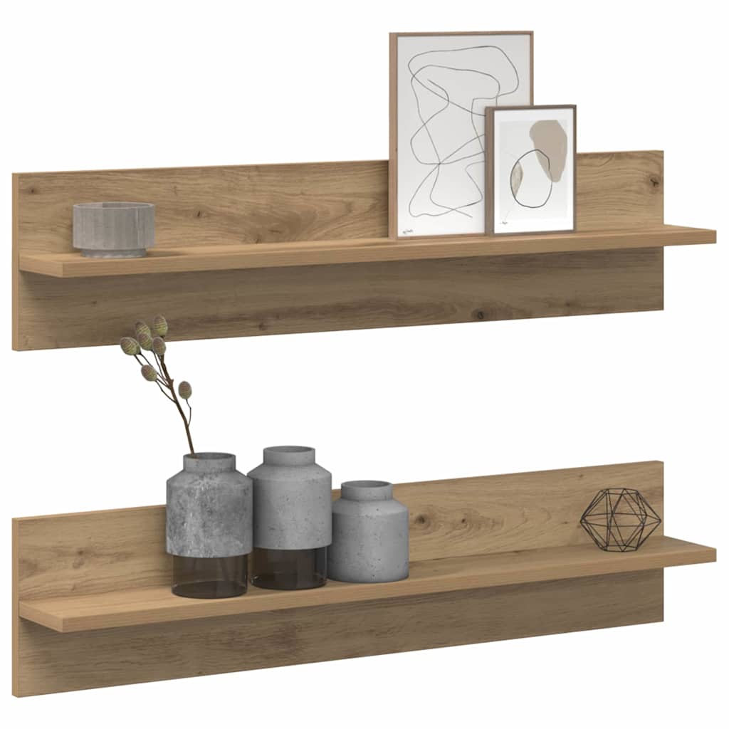 Wall Shelf 2 pcs Artisan Oak 80 x 11.5 x 18 cm Wood Based Material