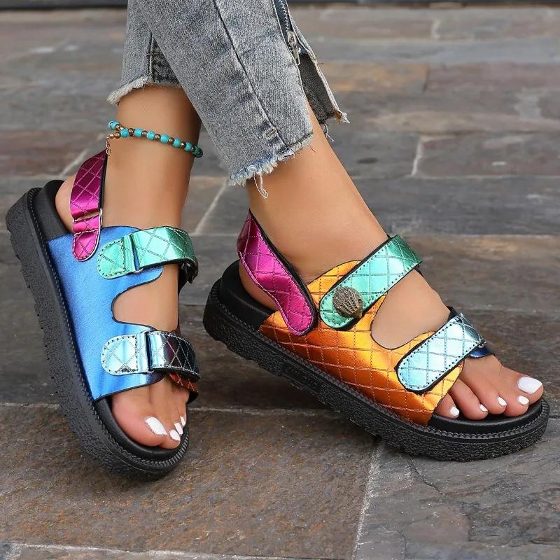 Summer Shoes for Women 2024 Latest Color Matching Design Women’s Platform Sandals Casual and Versatile Outdoor Sandals Zapatos