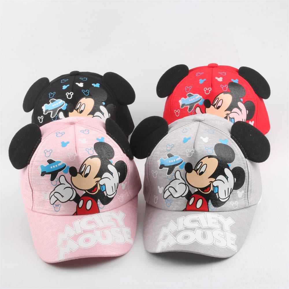 Disney Mickey and Minnie Baseball Cap Sun Protection Breathable Knitted Sun Hat Outdoor Casual Style Crochet Baseball Cap