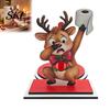 Christmas Gift for Kitchen Paper Towel Holder, Funny Snowman Elf Santa Claus Tissue Decorative Holiday Storage Stand Dispenser, Wooden Standing