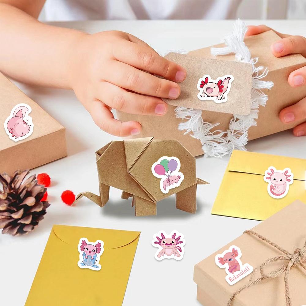 500 Pictures/roll Roll Tape Axolotl Handbook Material Decorative Envelope Seal Sticker