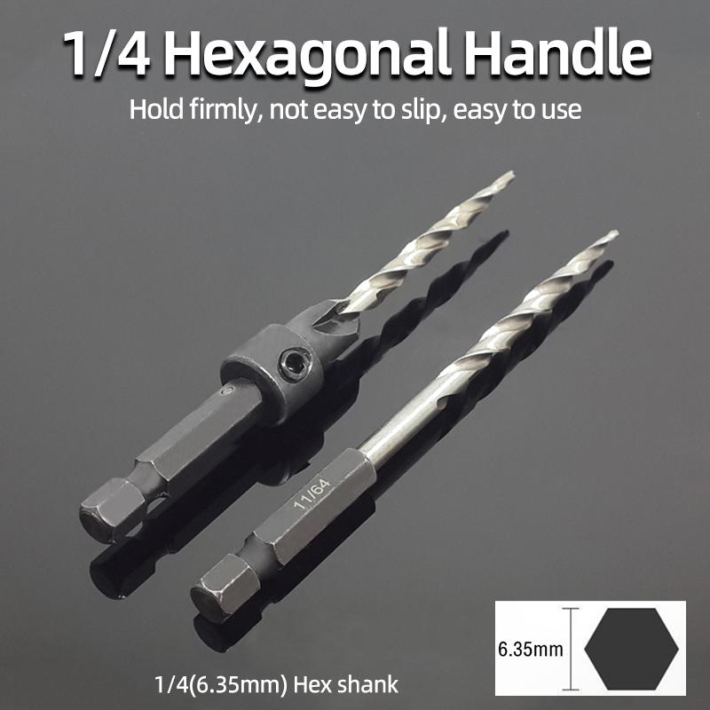 HSS Konik Havşa Matkap Ucu Seti 1/4 "Hex Shank Marangozluk Raybası Durdurma Yaka Vida Deliği Matkap Pah Ağaç İşleme Aletleri