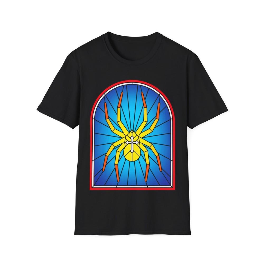 Stained Glass Spider T-Shirt - Funny Halloween Shirt, Unisex Tee for Halloween