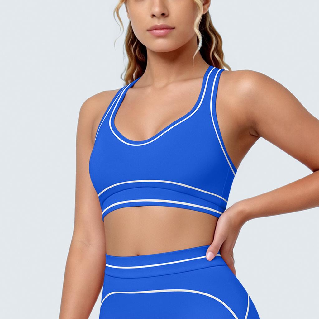 New contrasting color tight high elastic breathable yoga suit six-piece sports running fitness yoga suit women