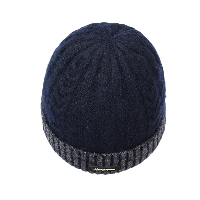 Winter Thick Knitted Hat men's Warm Retro College Style Wool Solid Color Wool Hat