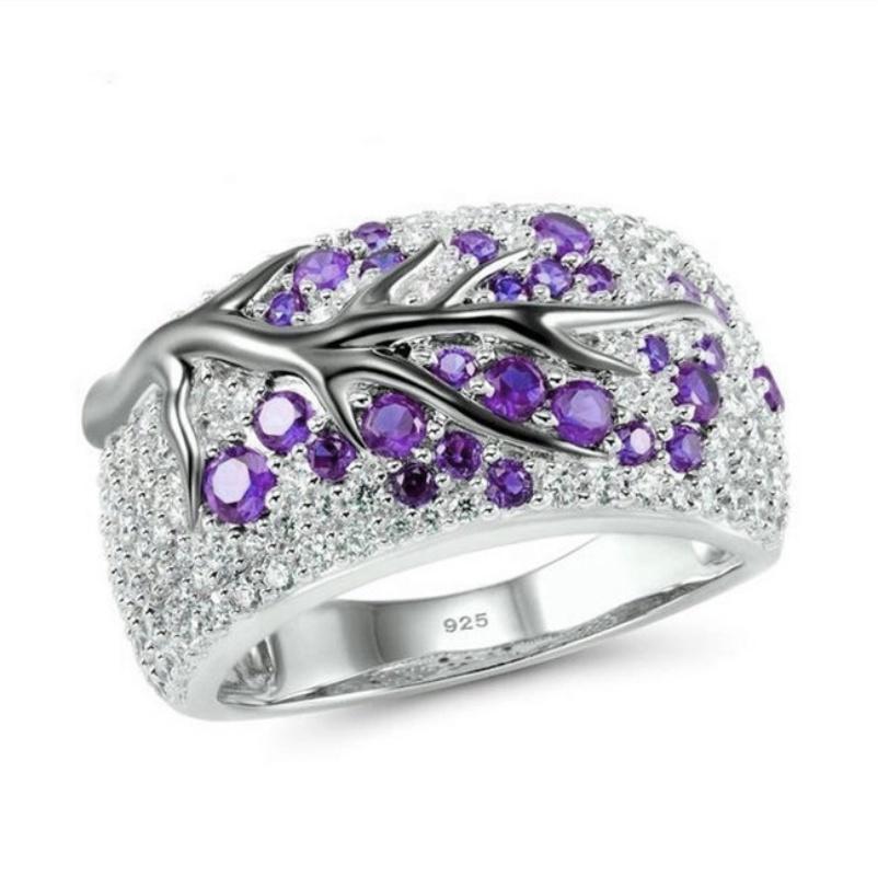 

S925 Silver plated Plum Blossom Ring for Women Classic Stainless Steel Diamond Inlay Oil Drawing Lady s Jewelry Size 6-11 5