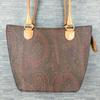 Etro Made In Italy Shoulder Handbag Brown Allover Pattern with Dust Bag(USED)