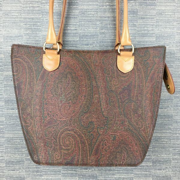 ETRO Made in Italy Shoulder Handbag Brown Allover Pattern with Dust Bag(USED)