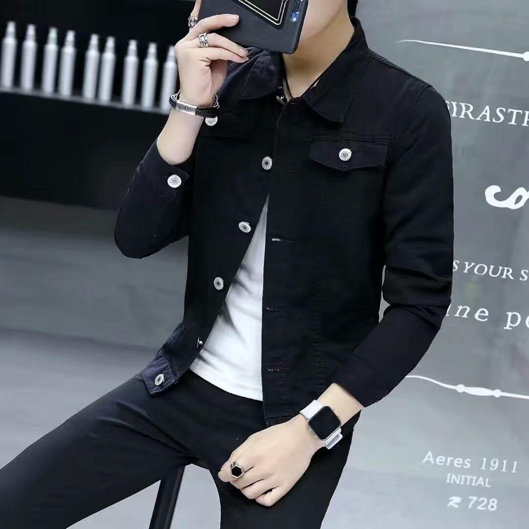 

Мужская джинсовая куртка, осенние мужские джинсовые пальто, черные карго, большой размер, мужская одежда, корейская модная верхняя одежда большого размера M