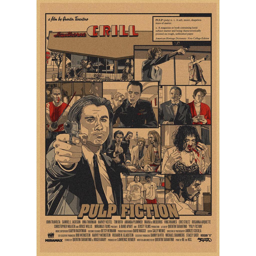 Pulp Fiction Retro Kraft Paper Poster - Classic Bar Wall Decoration