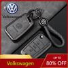 Valve Stems Caps For VOLKSWAGEN VW For VW Volkswagen Golf 7 MK7 Tiguan MK2 T-roc T-cross High Quality Leather Car Key Case Prote QN9