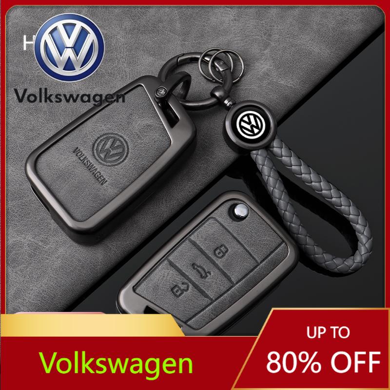 Valve Stems Caps For VOLKSWAGEN VW For VW Volkswagen Golf 7 MK7 Tiguan MK2 T-roc T-cross High Quality Leather Car Key Case Prote QN9