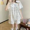 Sweet girl shaved ice bear pajamas women's summer short-sleeved shorts cute doll collar suit student dormitory loungewear