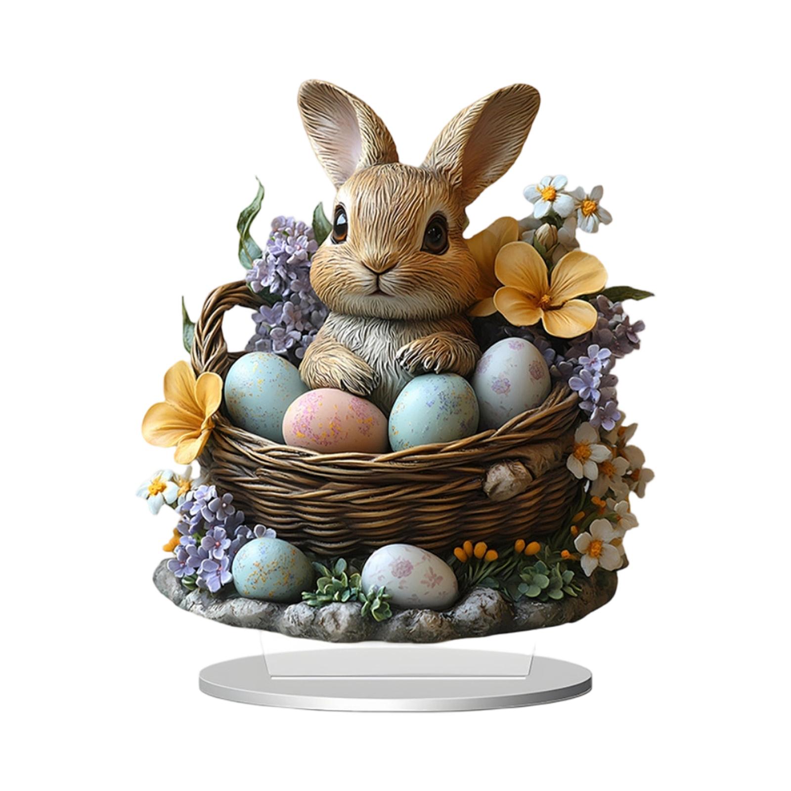 Двумерный пасхальный кролик пасхальное яйцо акриловое украшение декор для дома