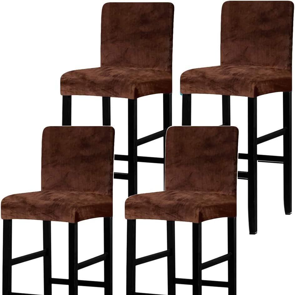 Velvet Low Back Elastic Chair Cover Silver Fox Velvet Bar Chair Cover Hotel Club Dining Table Dining Chair Cover