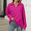 Women's Fashion Oversized Solid Color V-Neck Sweatshirt Long Sleeve Casual Top