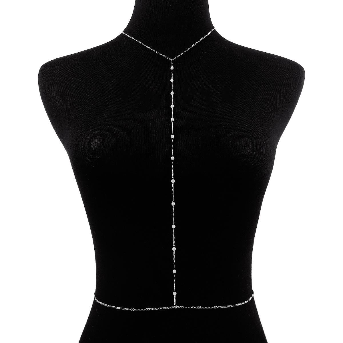 

Сексуальная и элегантная бикини-цепочка для тела из жемчуга, простая нишевая ретро-пляжная цепочка на талию для женщин