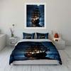 Pirate Ship Night Canvas Art Soft Comfortable Duvet Cover Bedding Set Included 1*Duvet Cover & 2*Pillowcases, Gift