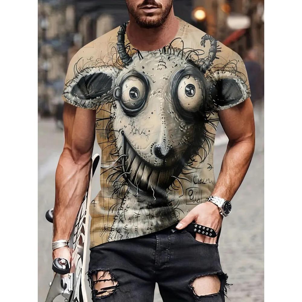 Tričko s grafickým potiskem Monster Graffiti Art pro muže a děti, zábavné 3D zvířecí tištěné tričko, ležérní krátký rukáv, top s kulatým výstřihem, nadměrné tričko